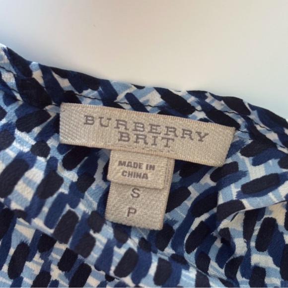 Burberry Brit Silk Geometric Print Sleeveless Blouse Small Blue - Picture 4 of 7